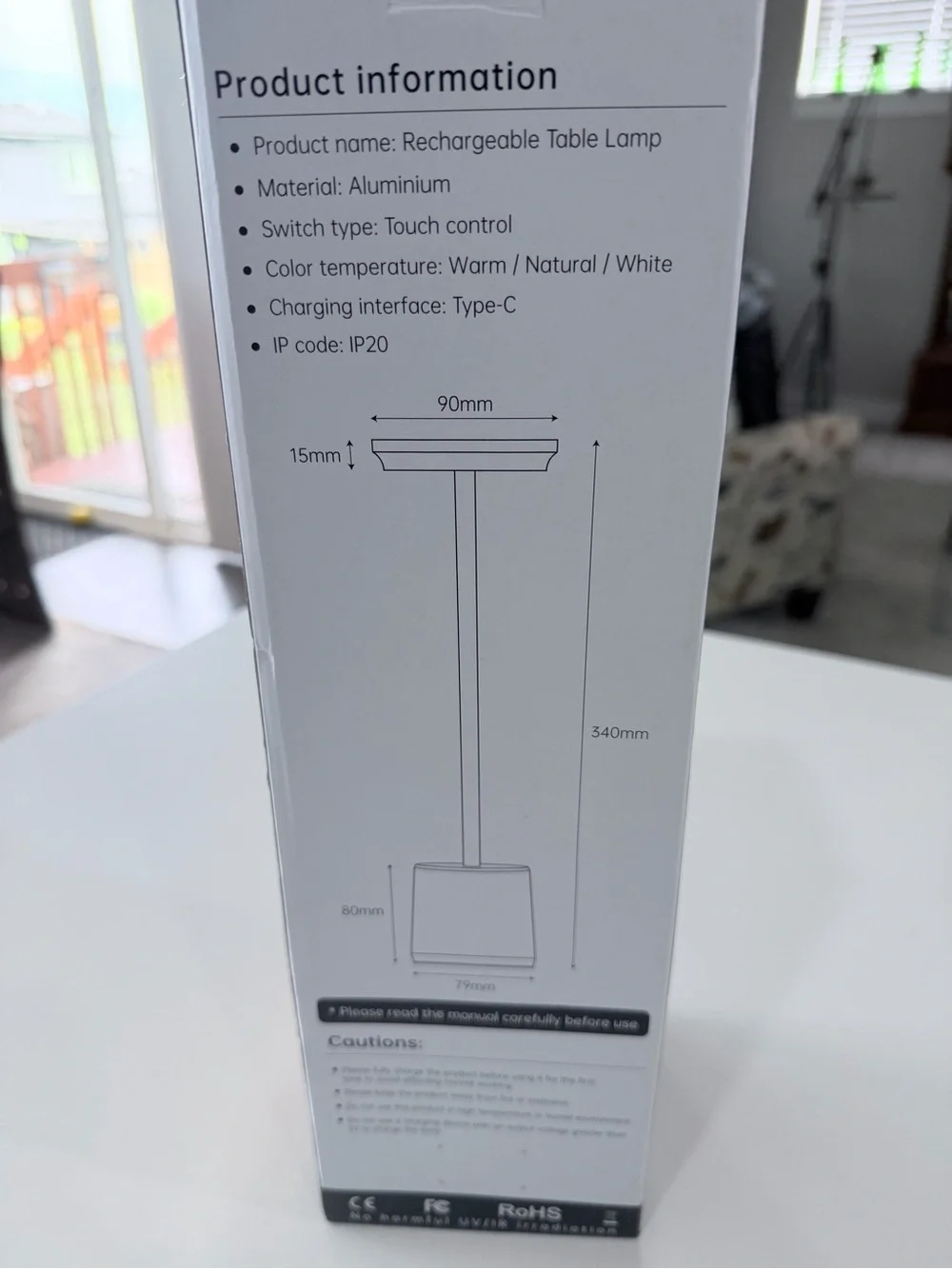 Rechargeable Touch Control Table Lamp - Black